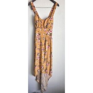 VTG Y2K No Boundaries Coconut Girl Floral Maxi Spaghetti Straps High Low Dress